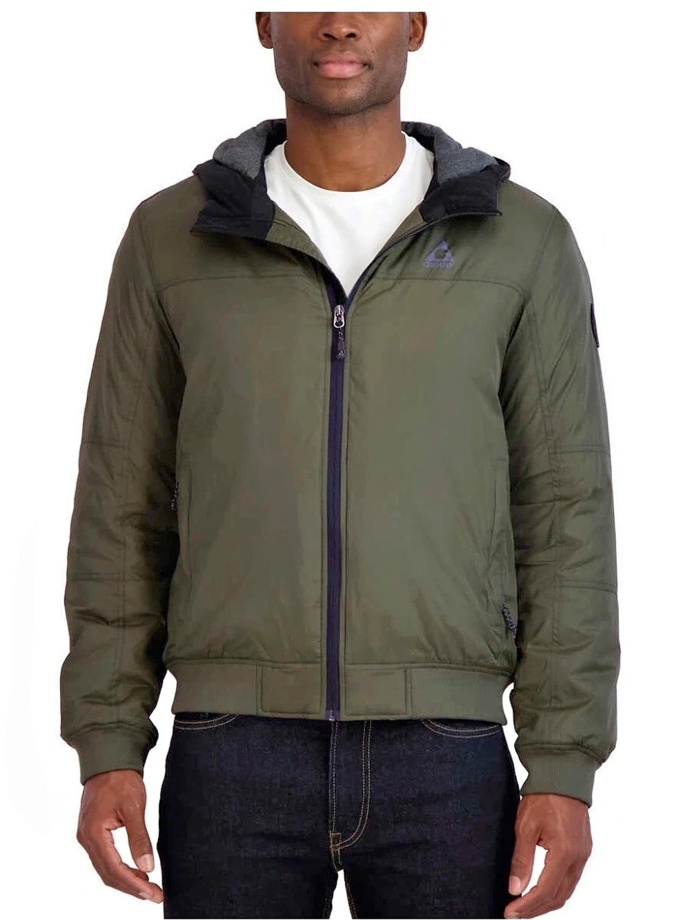 Gerry Men’s Hooded Bomber Jacket Polyfill Insulation Nylon Shell Green Xl NWT